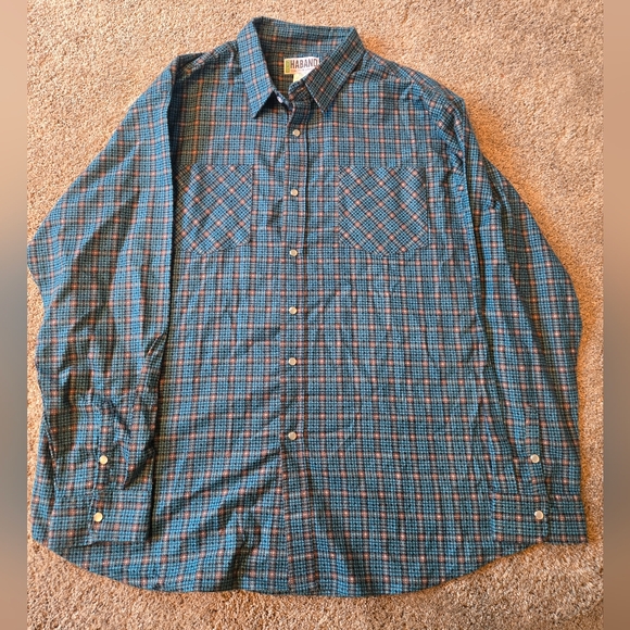 Haband Shirt Size XL Flannel Long Sleeve Button Front Blue - Picture 1 of 10